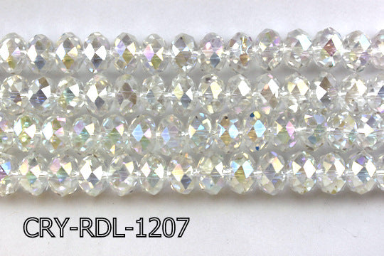 Angelic Crystal Faceted Rondel 12mm 10'' CRY-RDL-1207