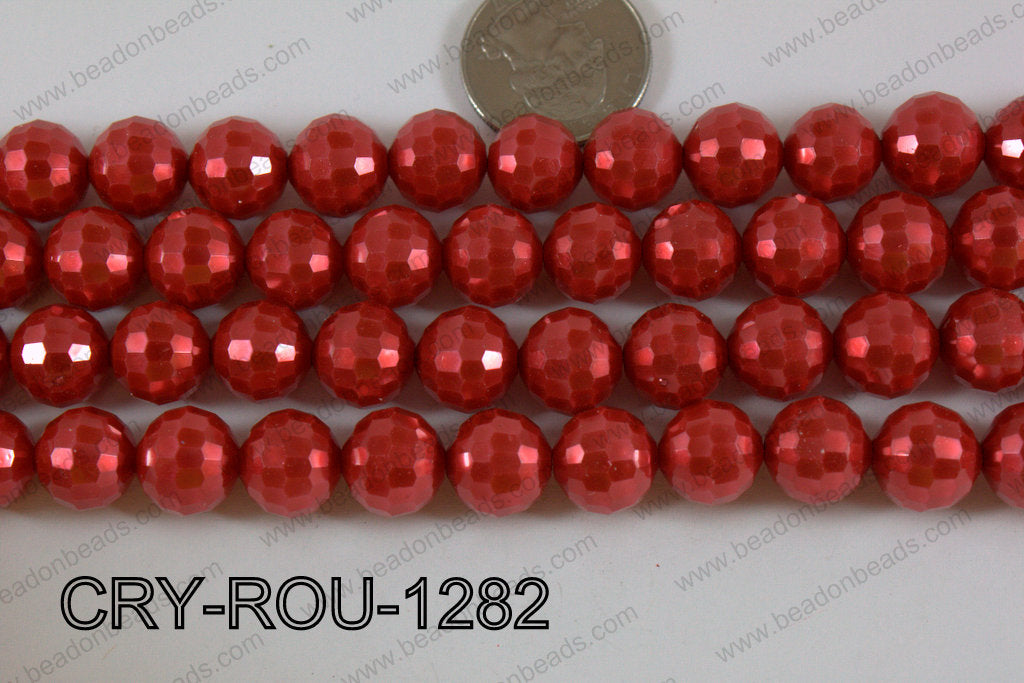 Crystal Round 96 Cut with Pearl Coating Darker Red 12mm CRY-ROU-