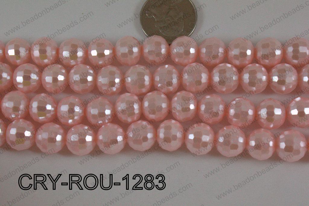 Crystal Round 96 Cut with Pearl Coating Pink 12mm CRY-ROU-1283