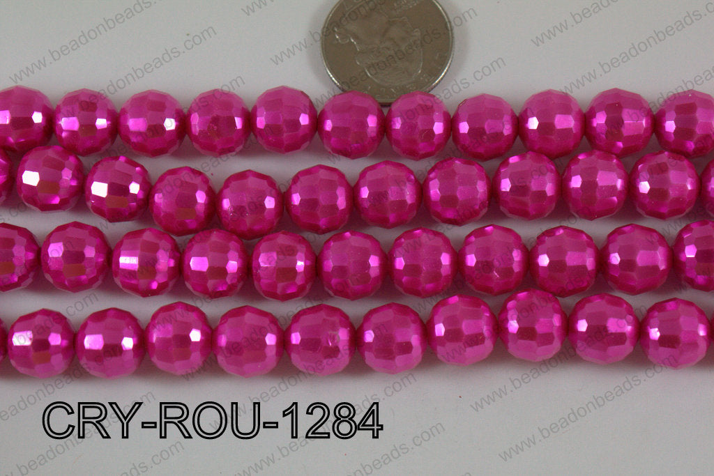 Crystal Round 96 Cut with Pearl Coating Hot Pink 12mm CRY-ROU-12