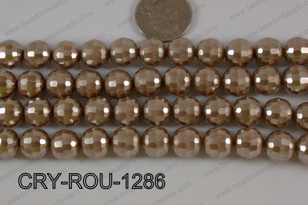 Crystal Round 96 Cut with Pearl Coating Champagne 12mm CRY-ROU-1