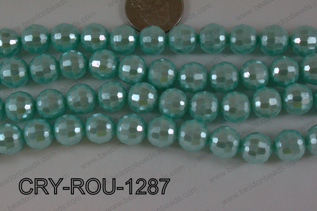 Crystal Round 96 Cut with Pearl Coating Blue 12mm CRY-ROU-1287