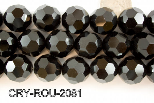 Angelic Crystal Faceted Round 20mm 32Cut Black 14'' CRY-ROU-2081