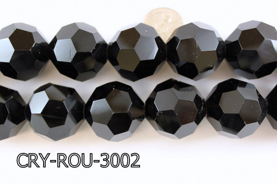 Angelic Crystal Faceted Round 30mm Black 14'' CRY-ROU-3002