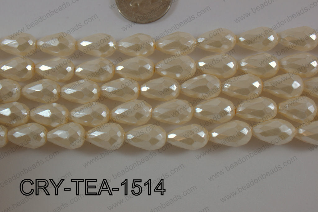 Angelic Crystal Pearl Coated Teardrop 10x15mm CRY-TEA-1514