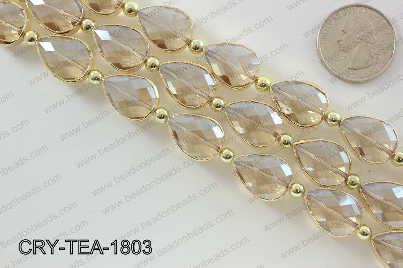 Teardrop champagne crystal with Gold bezel 13x18mmCRY-TEA-1803