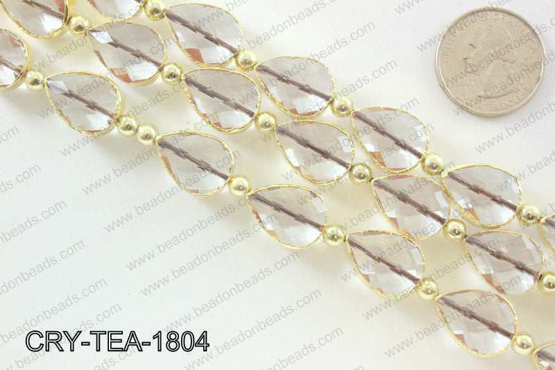 Teardrop clear crystal with Gold bezel 13x18mmCRY-TEA-1804