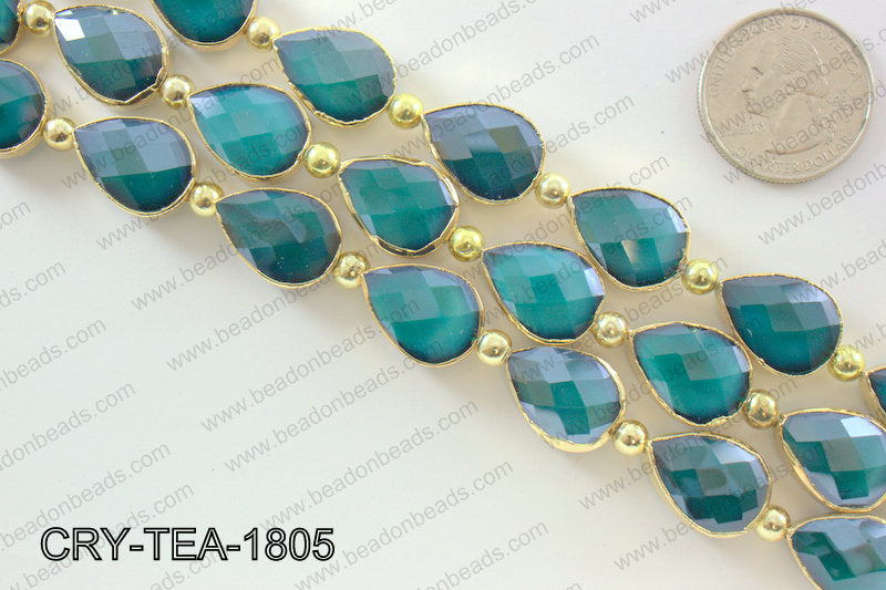 Teardrop blue crystal with Gold bezel 13x18mmCRY-TEA-1805