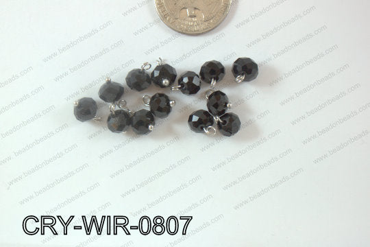 Wired Crystal Rondel 8mm Black CRY-WIR-0807