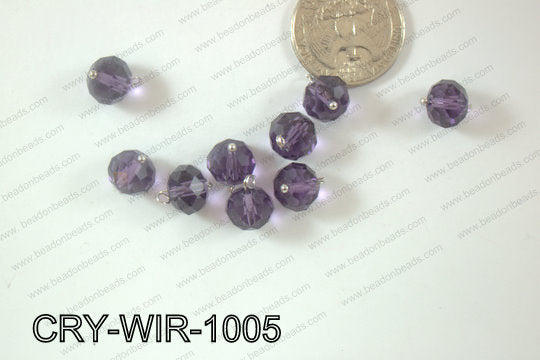 Wired Crystal Rondel 10mm Purple CRY-WIR-1005