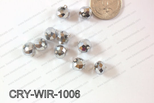 Wired Crystal Rondel 10mm Silver CRY-WIR-1006