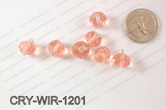 Wired Crystal Rondel 12mm Peach CRY-WIR-1201