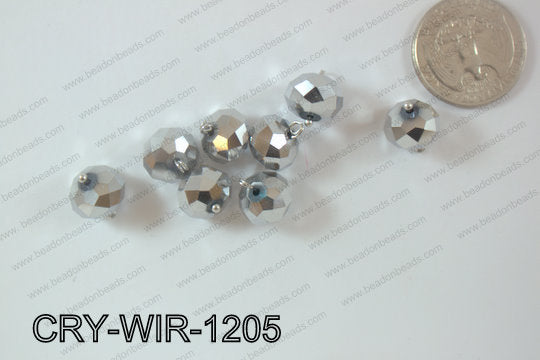 Wired Crystal Rondel 12mm Silver CRY-WIR-1205