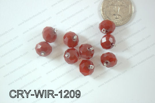 Wired Crystal Rondel 12mm Red Opague CRY-WIR-1209