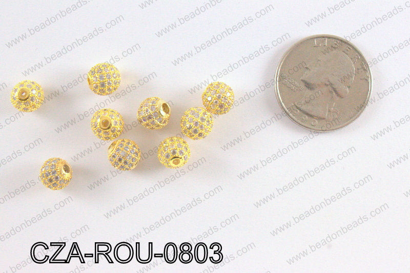 CZ Round Micro Pave Bead 8MM CZA-ROU-0803
