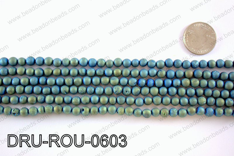 Metallic coated druzy beads 6mmDRU-ROU-0603