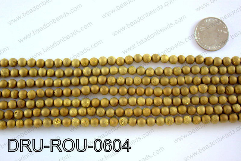 Metallic coated druzy beads 6mmDRU-ROU-0604