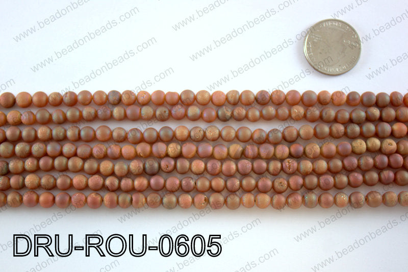 Metallic coated druzy beads 6mmDRU-ROU-0605