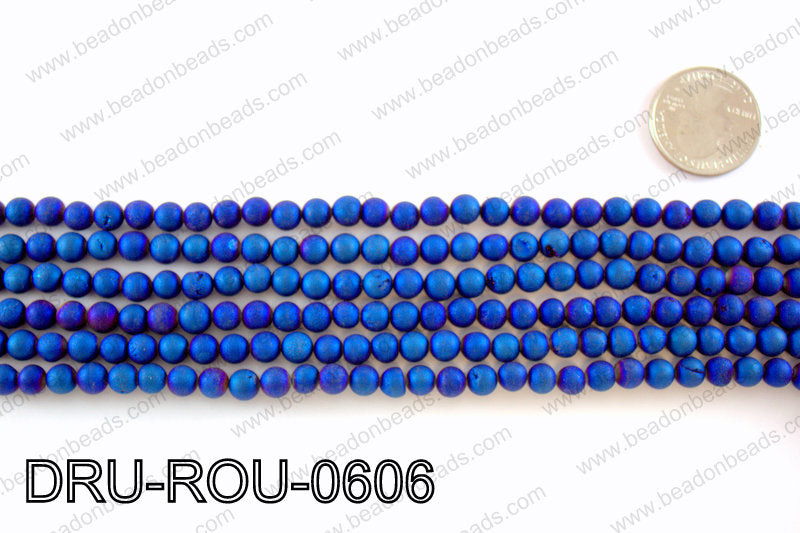 Metallic coated druzy beads 6mmDRU-ROU-0606