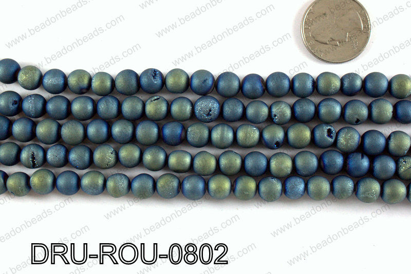 Metallic coated druzy beads 8mm DRU-ROU-0802