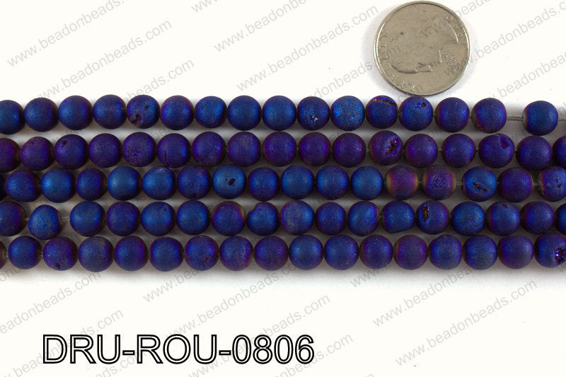Metallic coated druzy beads 8mm DRU-ROU-0806