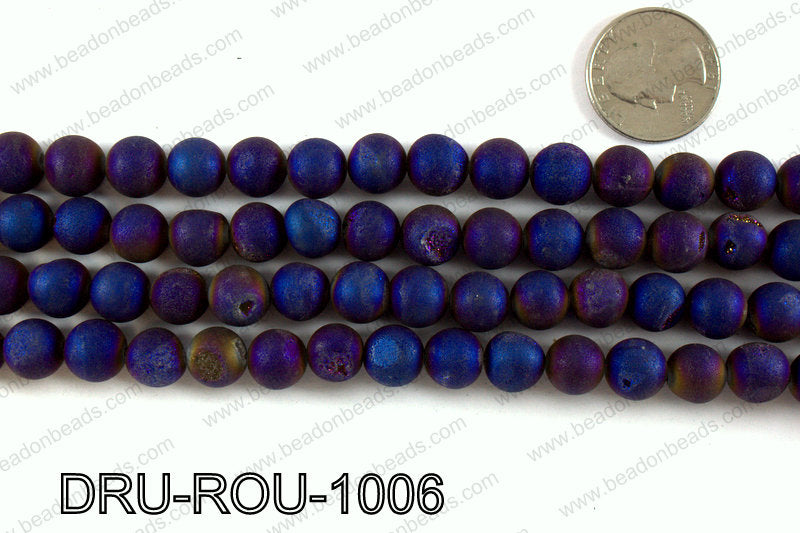 Metallic coated druzy beads 10mm DRU-ROU-1006