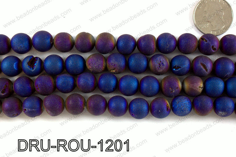 Metallic coated druzy beads 12mm DRU-ROU-1201
