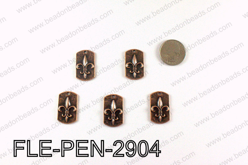 Fleur De Lis Pendant Badge 29x17mm, Copper FLE-PEN-2904