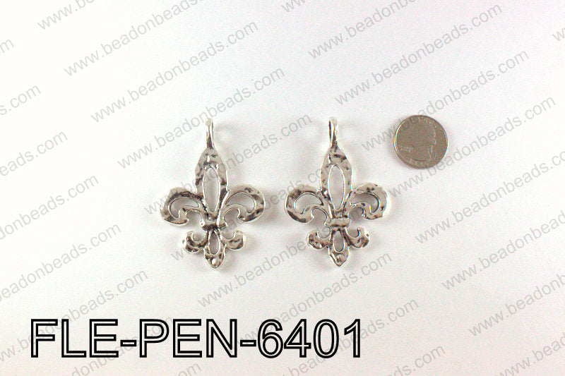 Fleur De Lis Pendant 64x45mm, Silver FLE-PEN-6401