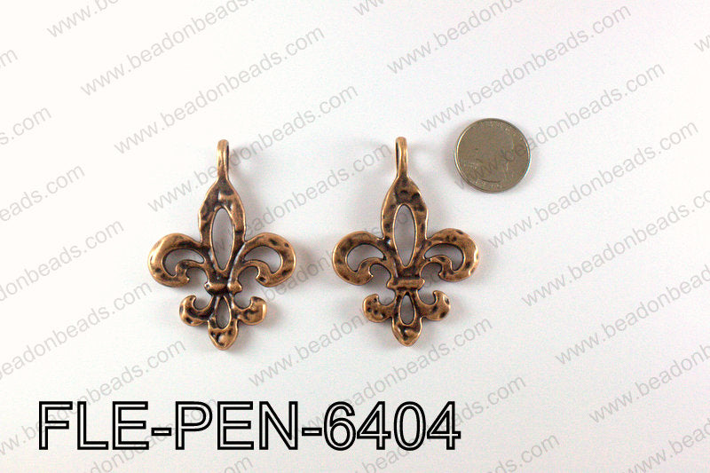 Fleur De Lis Pendant 64x45mm, Copper FLE-PEN-6404