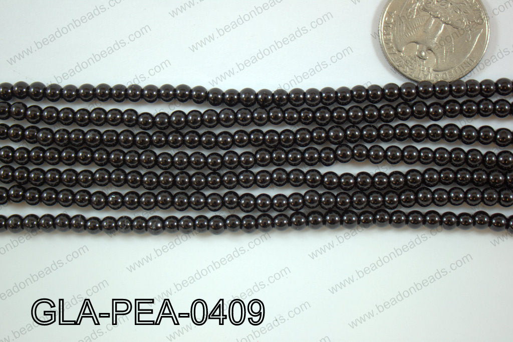 Glass Pearl Round 4mm Black GLA-PEA-0409