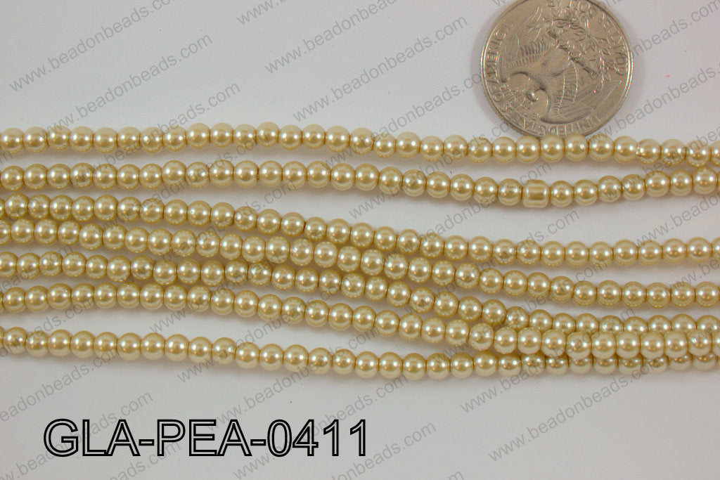 Glass Pearl Round 4mm Champagne GLA-PEA-0411