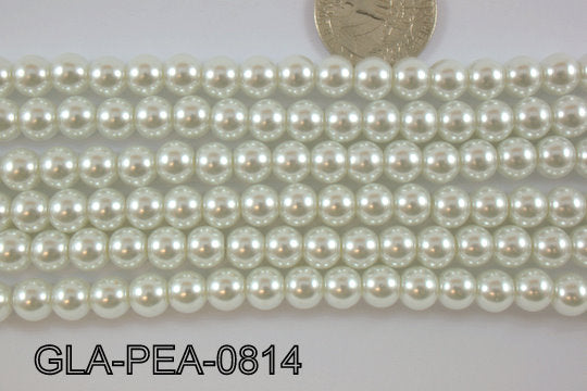 Glass Pearl, White 8mm GLA-PEA-0814