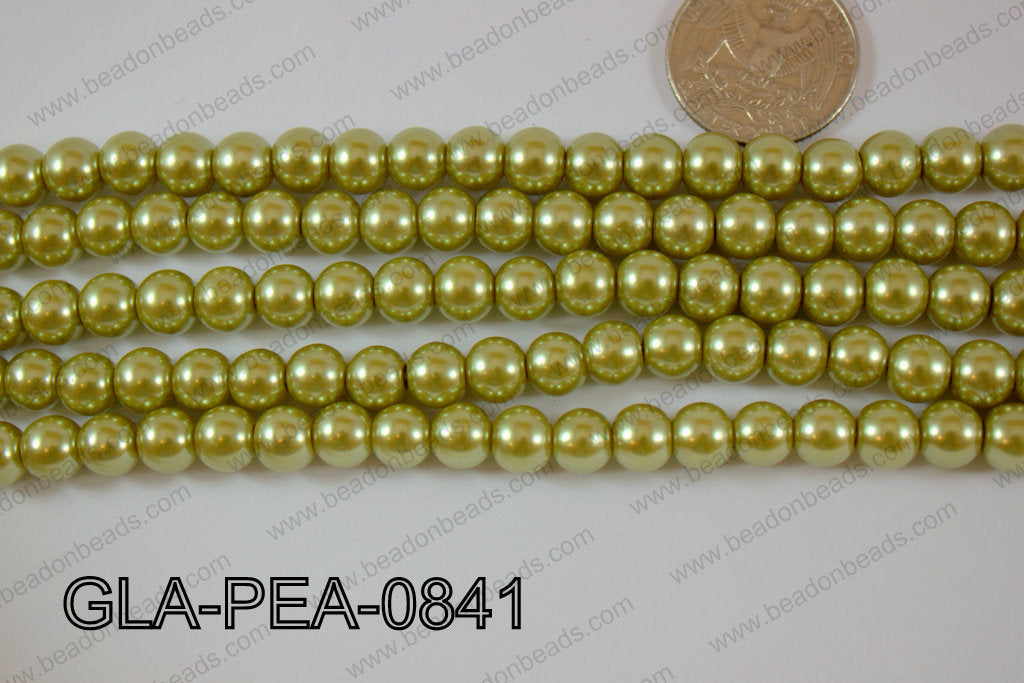 Glass Pearl Round 8mm Green GLA-PEA-0841