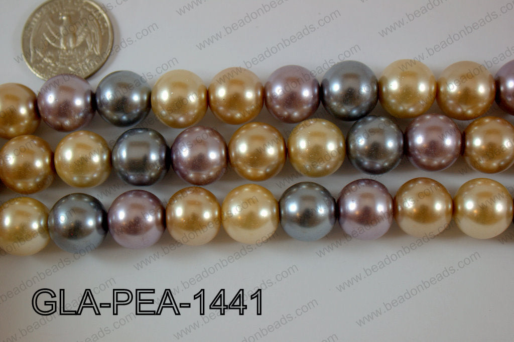 Glass Pearl Round 14mm Mixed GLA-PEA-1441