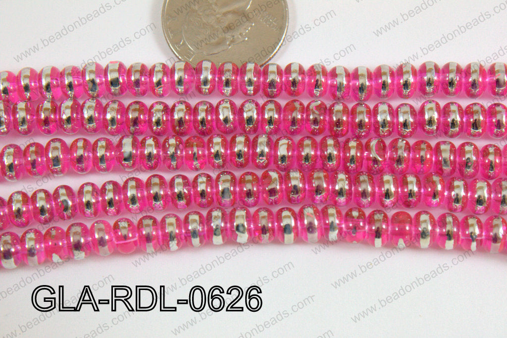 Glass Rondelle 6mm pink GLA-RDL-0626