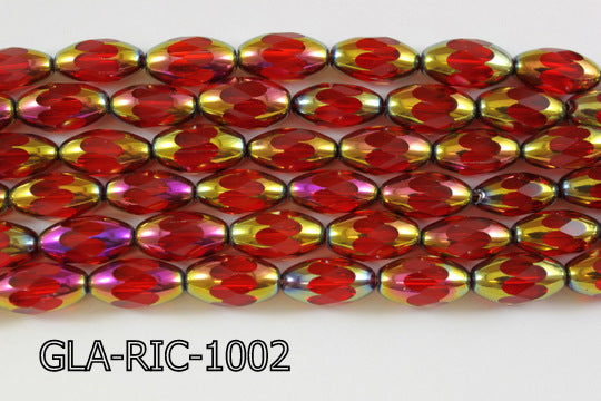 Glass Faceted Rice 10x18mm 13'' GLA-RIC-1002