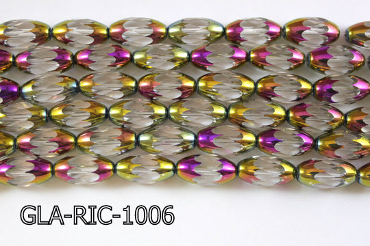 Glass Faceted Rice 10x18mm 13'' GLA-RIC-1006