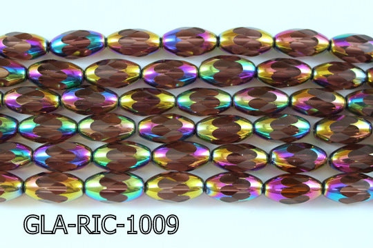 Glass Faceted Rice 10x18mm 13'' GLA-RIC-1009