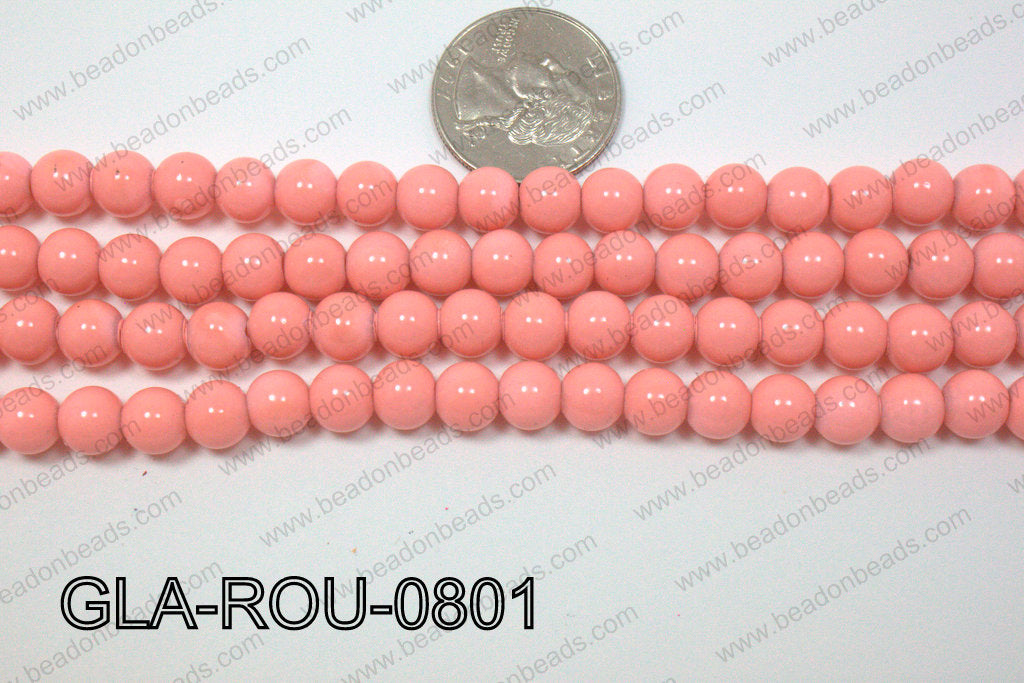 Glass Round Peach 8mm GLA-ROU-0801