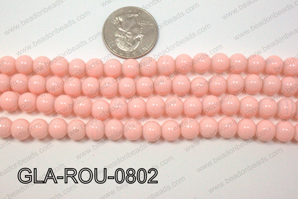 Glass Round Light Pink 8mm GLA-ROU-0802