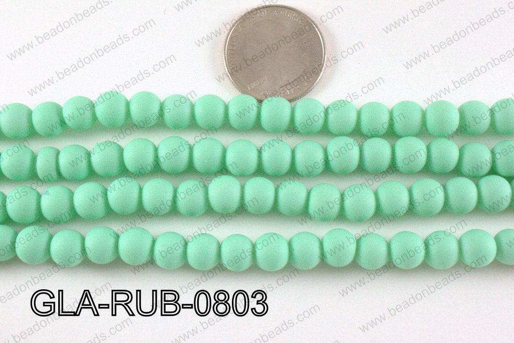 Glass Pearl with Rubber Coating Green 8mm GLA-RUB-0803