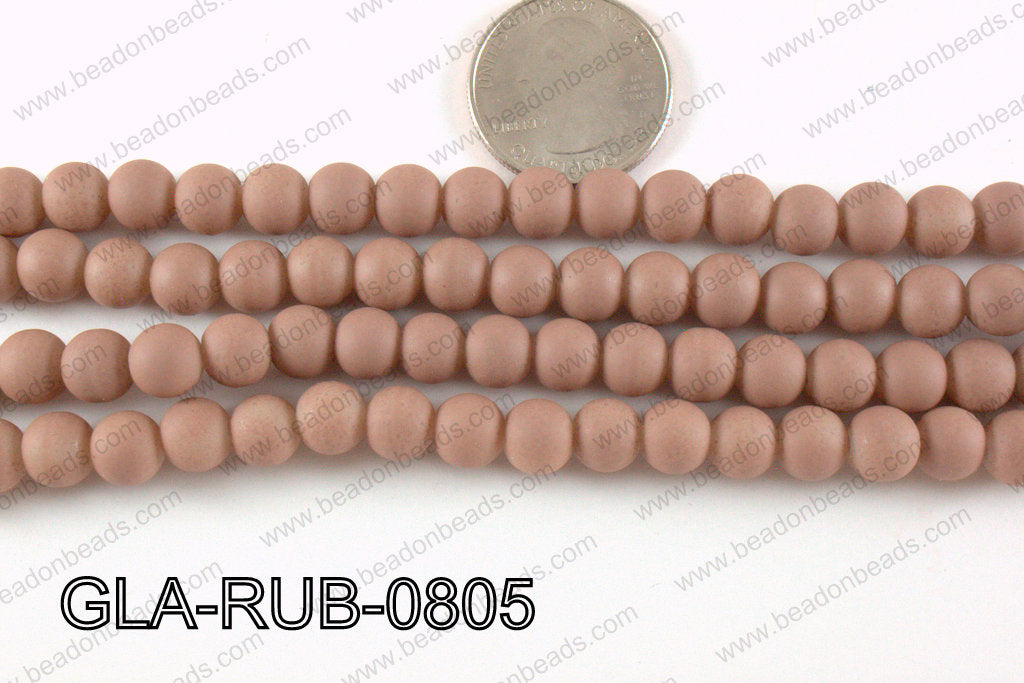 Glass Pearl with Rubber Coating Brown 8mm GLA-RUB-0805
