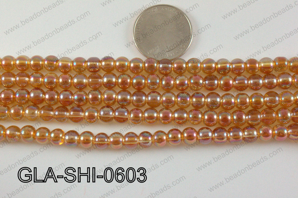 Shimmer Glass beads Orange 6mm GLA-SHI-0603