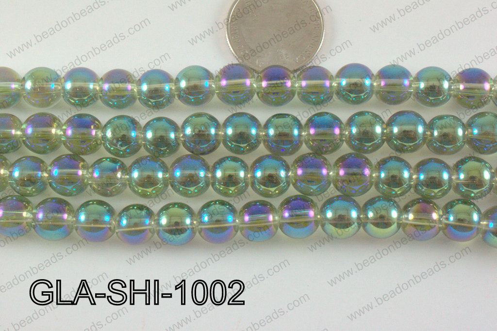 Shimmer Glass beads Green/Purple 10mm GLA-SHI-1002