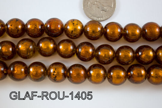 Foil Glass Bead Round 14mm 20pcs GLAF-ROU-1405