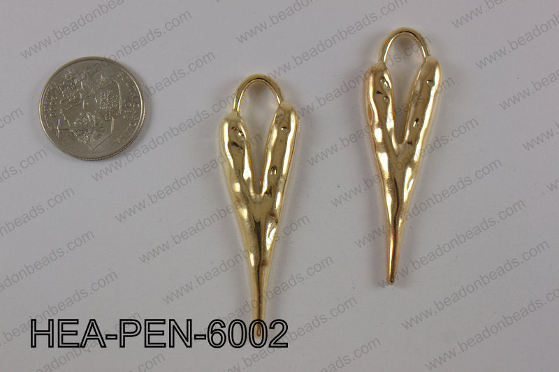 Pewter heart pendant 18x60mm, light gold HEA-PEN-6002