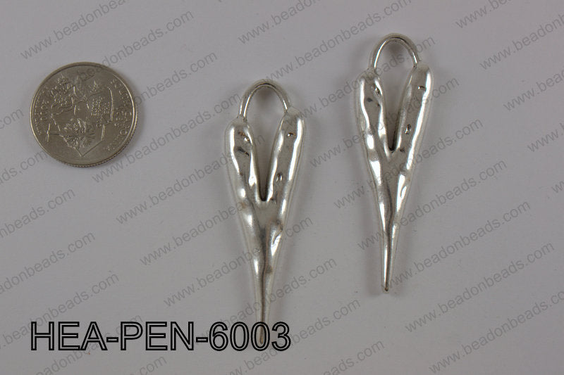 Pewter heart pendant 18x60mm, silver HEA-PEN-6003