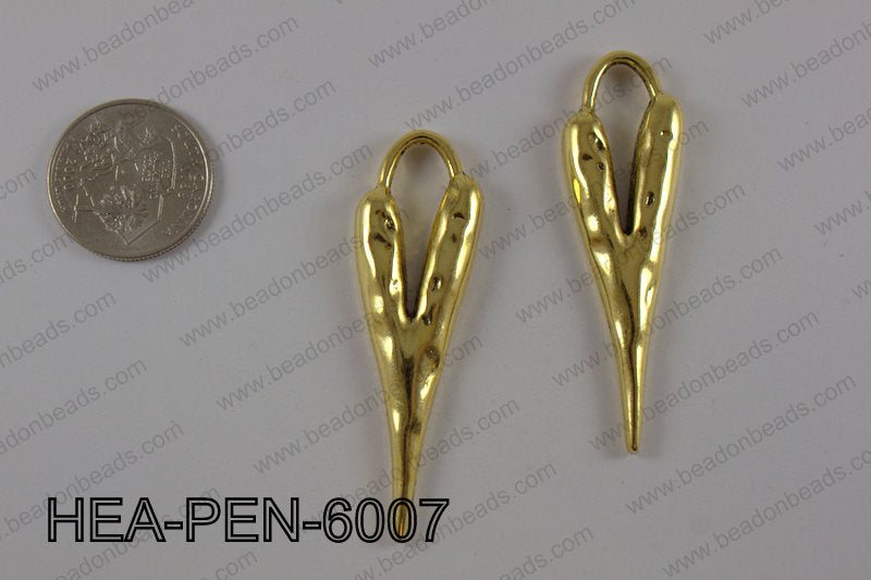 Pewter heart pendant 18x60mm, gold HEA-PEN-6007