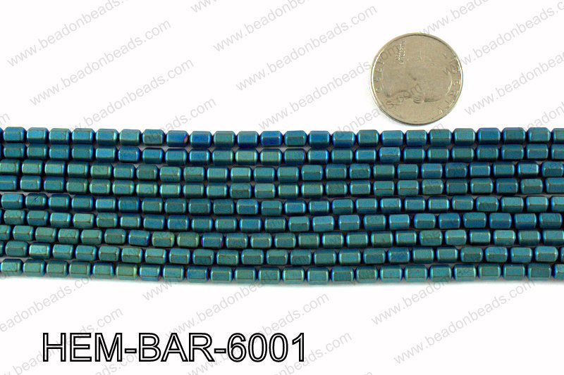 Matte metallic coated hematite 6x4mm HEM-BAR-6001